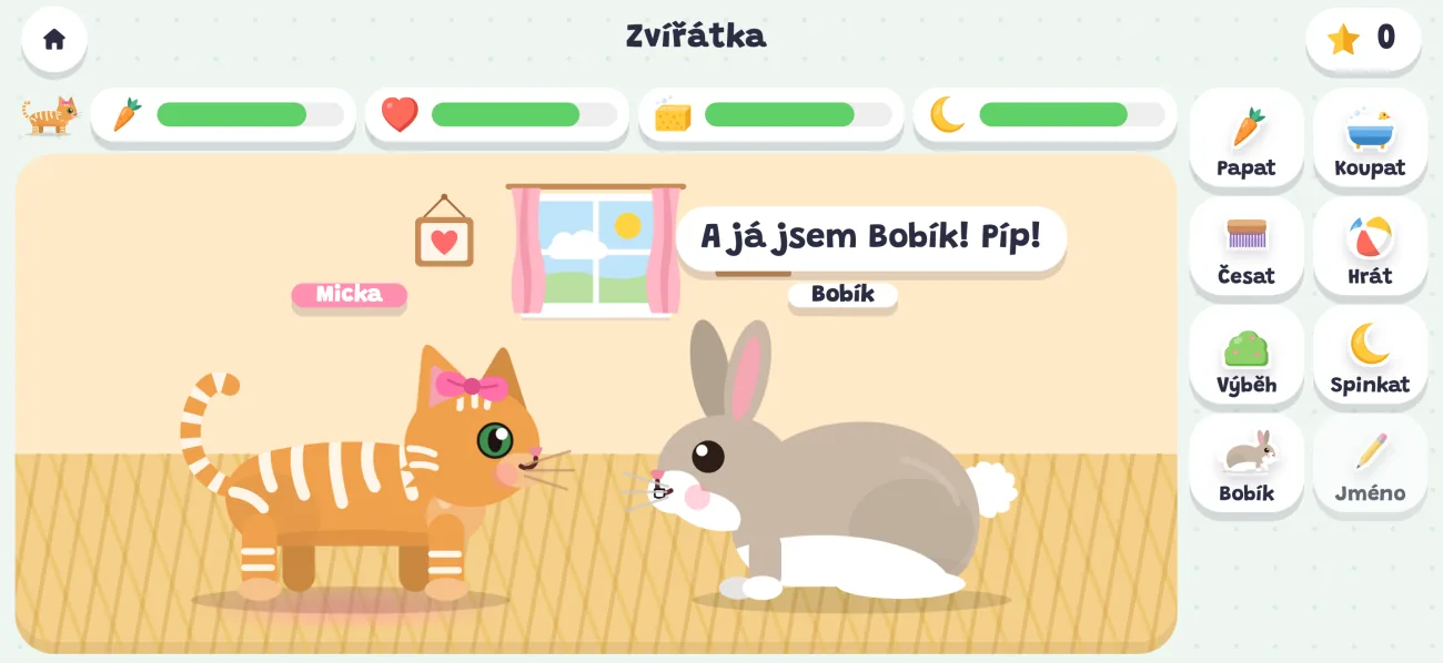 Kočička a králík ve zvířátkách